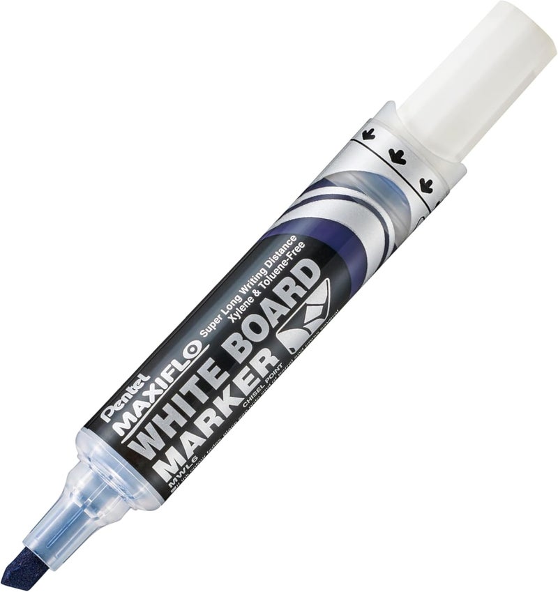 Pentel Maxiflo Whiteboard Marker Chisel Blue pack of 12- Pack Of 05 - Image 1